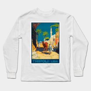 Tripoli, Libya - Vintage Travel Poster Design Long Sleeve T-Shirt